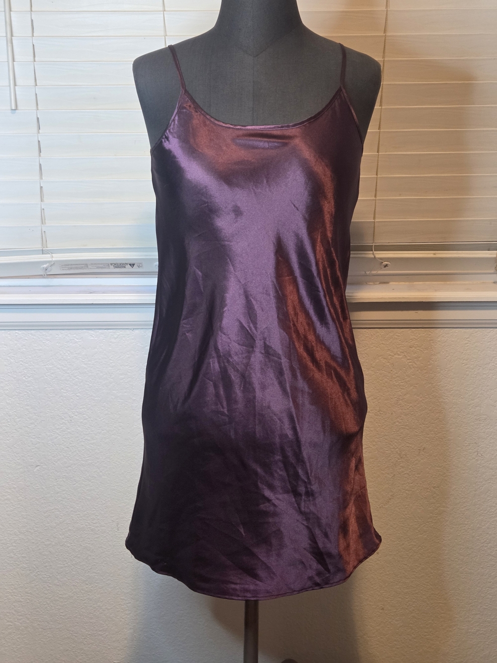 Simplicity Plum Satin Slip Dress in Shimmery Aubergine